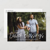 手書きの白字のイースター恵み写真 シーズンポストカード (正面/裏面)