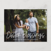 手書きの白字のイースター恵み写真 シーズンポストカード (正面)