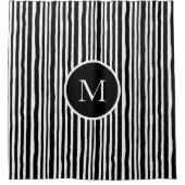 手書きの白黒ストライプ シャワーカーテン (正面)