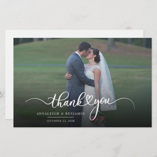 手書きの結婚写真サンキューカード 便箋 (正面/裏面)