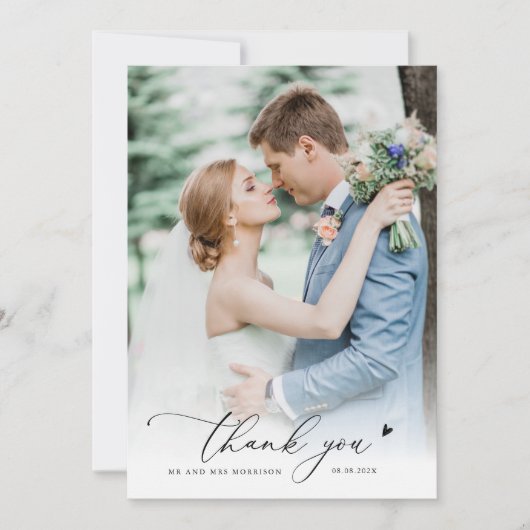 手書きの結婚台本感謝してい君 サンキューカード (正面)