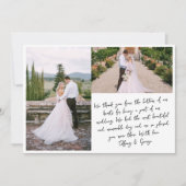 手書きの結婚式のお礼の写真カード サンキューカード (正面)