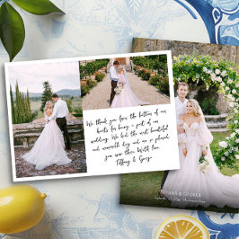 手書きの結婚式のお礼の写真カード サンキューカード