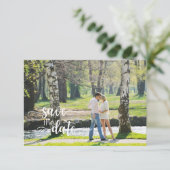 手書きの結婚式の日付カードの保存 セーブザデート (スタンド正面)