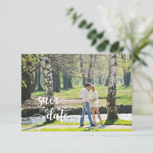 手書きの結婚式の日付カードの保存 セーブザデート (スタンド正面)