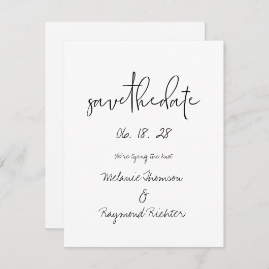 手書きの結婚式の日付カードの保存 セーブザデート (正面/裏面)