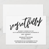 手書きの結婚式中止のお詫び 招待状 (正面/裏面)