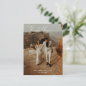 手書きの結婚式2枚の写真の感謝状 ポストカード (スタンド正面)