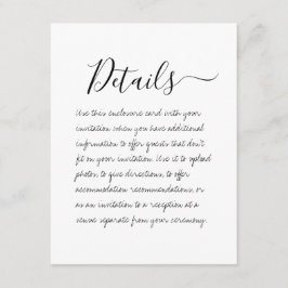 手書きの結婚詳細同封カード エンクロージャーカード