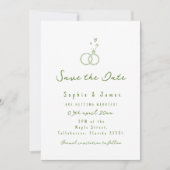 手書きの緑のボホ写真結婚のエレガントシンプル 招待状 (正面)