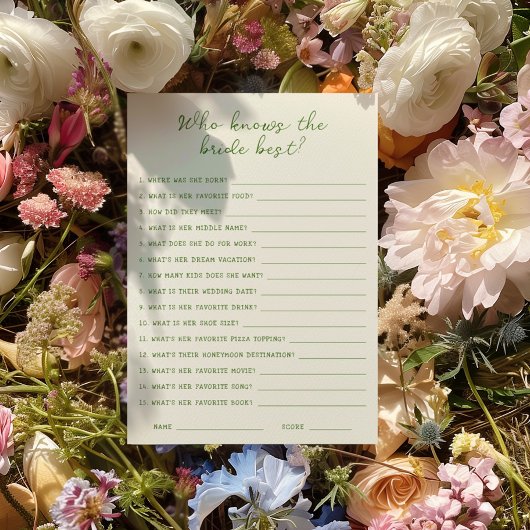 手書きの緑の花嫁のことを一番よく知っている人カード 招待状