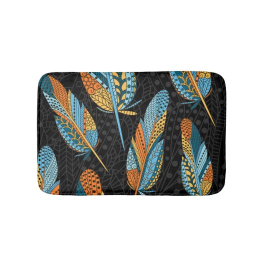 手書きの羽：カラフルの背景。 バスマット (正面)