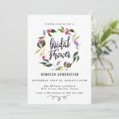 手書きの花輪のブライダルシャワースクリプト 招待状 (スタンド正面)