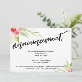 手書きの花飾り　延期　結婚のお知らせ 招待状 (スタンド正面)