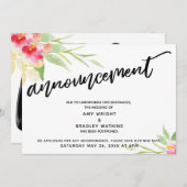 手書きの花飾り　延期　結婚のお知らせ 招待状 (正面/裏面)