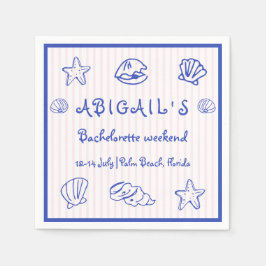 手書きの落書きシーシェルピンクバチェロレッテ スタンダードカクテルナプキン