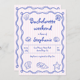 手書きの落書きシーシェルピンクバチェロレッテ 招待状