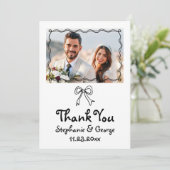 手書きの落書きスクエイ結婚カル サンキューカード (スタンド正面)