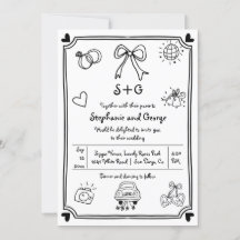 手書きの落書きドお洒落結婚ール