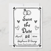 手書きの落書きドードルお洒落フランスの セーブザデート (正面)