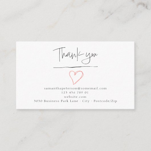 手書きの赤い愛のハート感謝していは、エンクロージャカード エンクロージャーカード (正面)