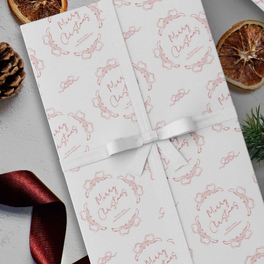 手書きの赤と白の名前のクリスマスお洒落 ラッピングペーパー