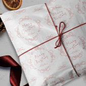 手書きの赤と白の名前のクリスマスお洒落 ラッピングペーパー