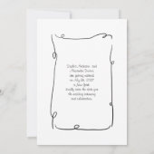 手書きの遊び心あふれる写真の結婚式予告 招待状 (裏面)