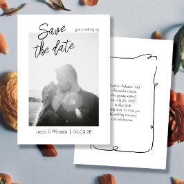 手書きの遊び心あふれる写真の結婚式予告 招待状