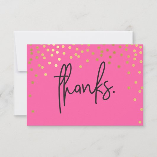 手書きの金色の飾りが付いた感謝のメモ 招待状 (正面)