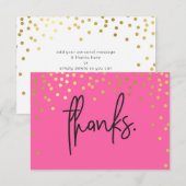 手書きの金色の飾りが付いた感謝のメモ 招待状 (正面/裏面)