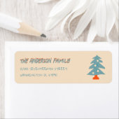 手書きの青いクリスマスツリードドルアドレス ラベル (インサイチュ)