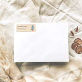 手書きの青いクリスマスツリードドルアドレス ラベル