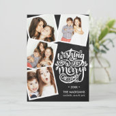 手書きの願い | クリスマスの写真コラージュ 招待状 (スタンド正面)