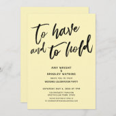 手書きの黄色い披露宴を保持する 招待状 (正面/裏面)