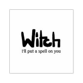手書きの黒インクで「魔女」と書かれた文字 ラバースタンプ (インプリント)