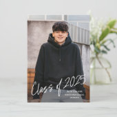 手書きの2025年卒業写真 卒業式 案内状 (スタンド正面)