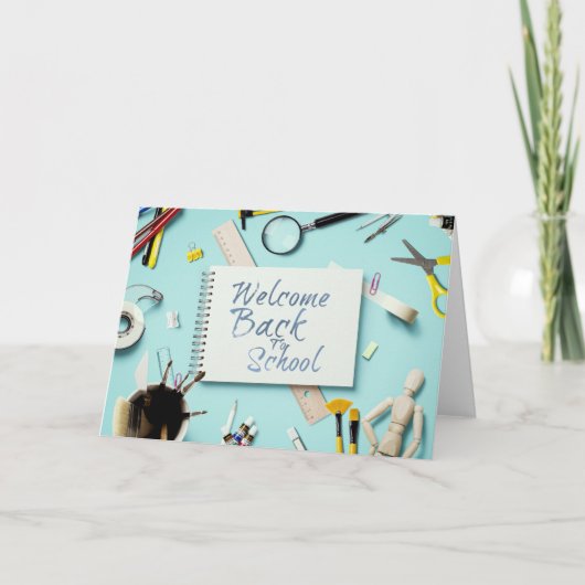 手書きの「ようこそ新学期」 カード (正面)