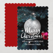 手書きの「メリークリスマス」写真テンプレートカード シーズンカード (正面/裏面)