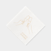 手書きの「応援」シャンパンパーソナライズされたパーティー 箔ナプキン (右)