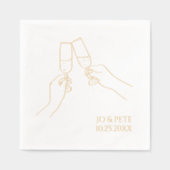 手書きの「応援」シャンパンパーソナライズされたパーティー 箔ナプキン (正面)