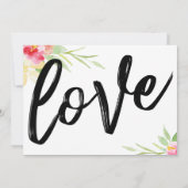 手書きの「新しい計画」花の延期された結婚式 招待状 (裏面)