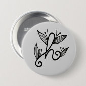 手書きのh 缶バッジ (正面&裏面)