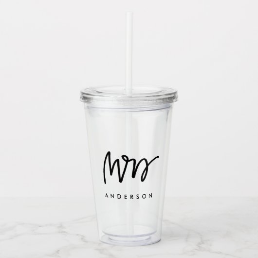 手書きのMrs. カスタム アクリルタンブラー (正面)