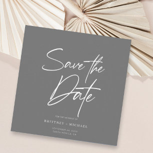 手書きのSave The Date グレー 招待状