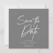 手書きのSave The Date グレー 招待状 (正面)