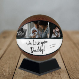 手書きのWe Love You Daddy 3枚の写真のカレッジTシャツ バスケットボール