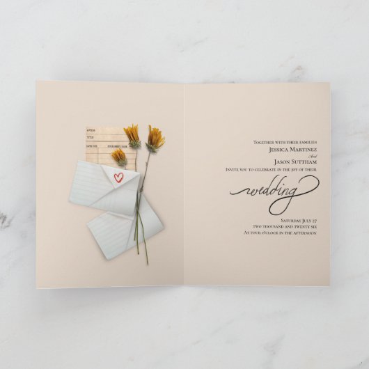 手書きはっきりしたスクリプエレガントトと結婚の 招待状 (内部)