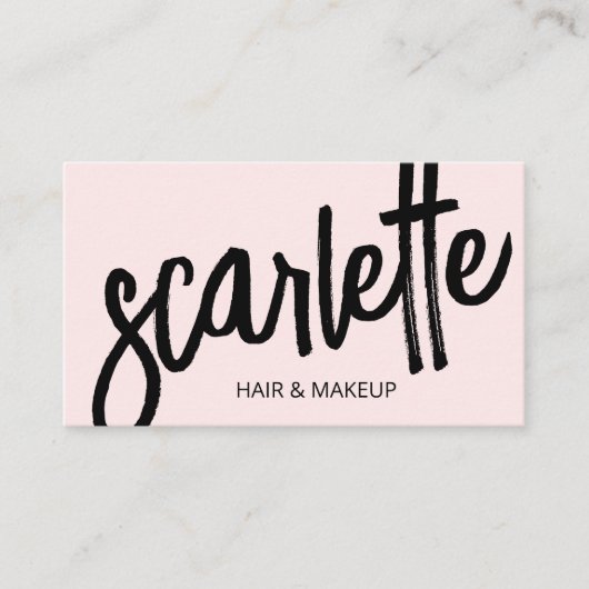 手書きはっきりしたブラシスクリプトピンク美しい 名刺 (正面)