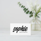 手書きはっきりしたブラシスクリプト白黒美しい 名刺 (スタンド正面)